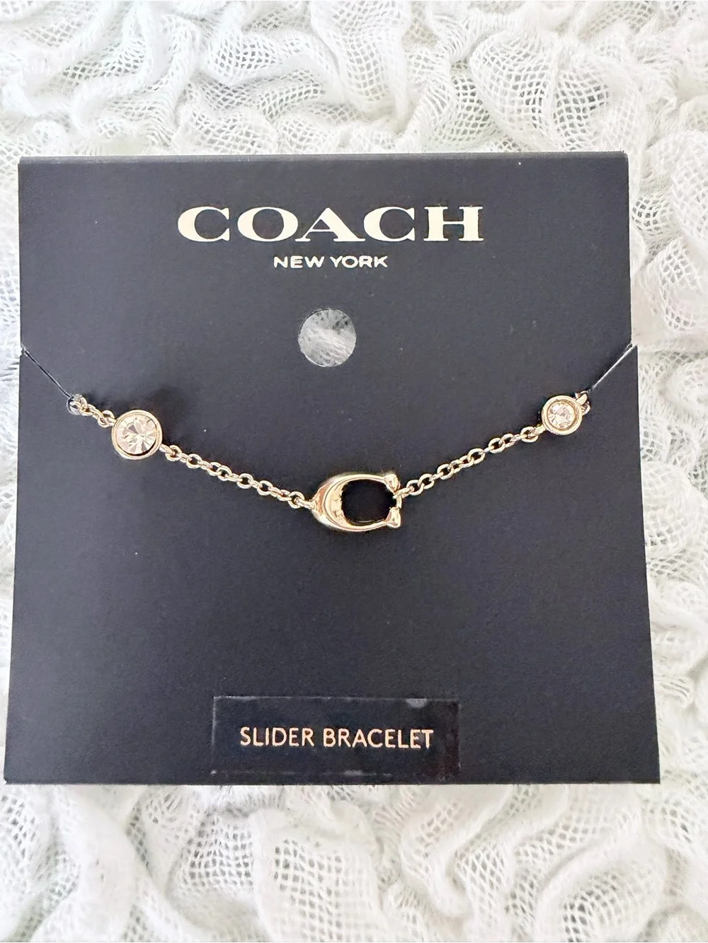 Coach Rose Gold Slider Bracelet with Crystal Discs